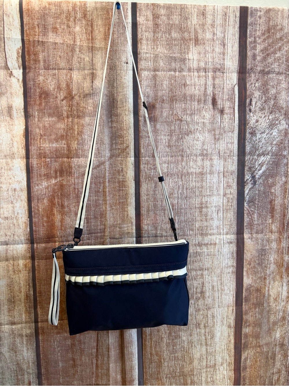 Tory Burch sport Navy Ruffle Crossbody Bag